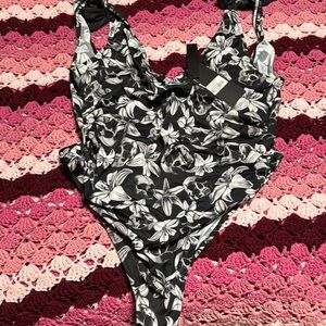 Killstar Black and White Floral One Piece